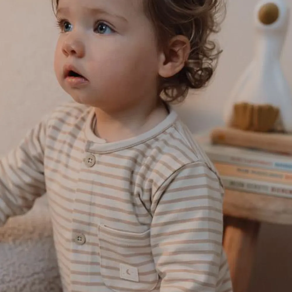 Little Dutch Eendelige pyjama - Zand - Gestreept