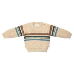 Little Dutch Gebreide trui - Zand - Forest Friends - Stripe