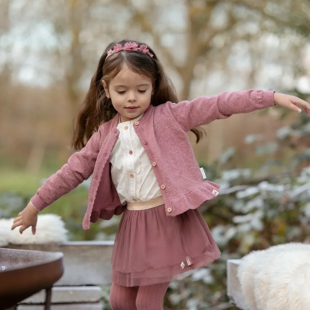 Little Dutch Gebreid vest - Knoopjes - Roze - Fairy Garden