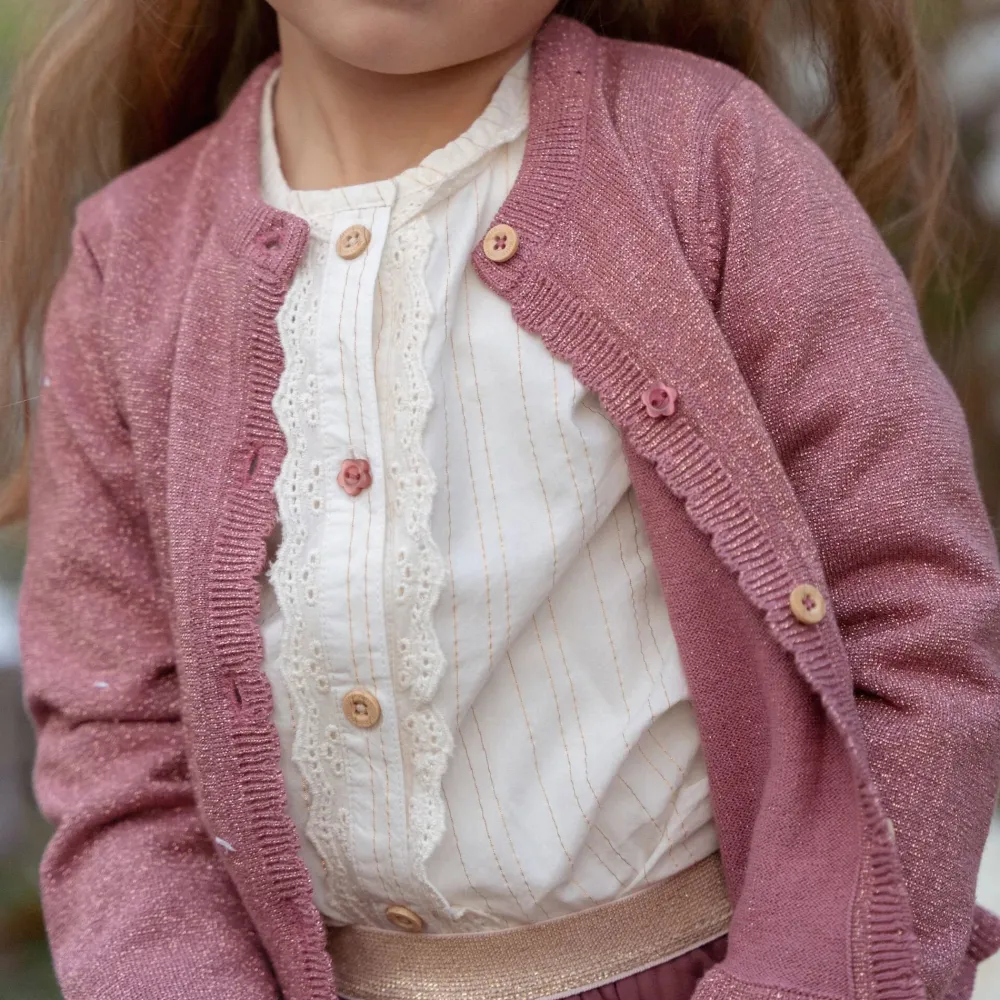 Little Dutch Gebreid vest - Knoopjes - Roze - Fairy Garden