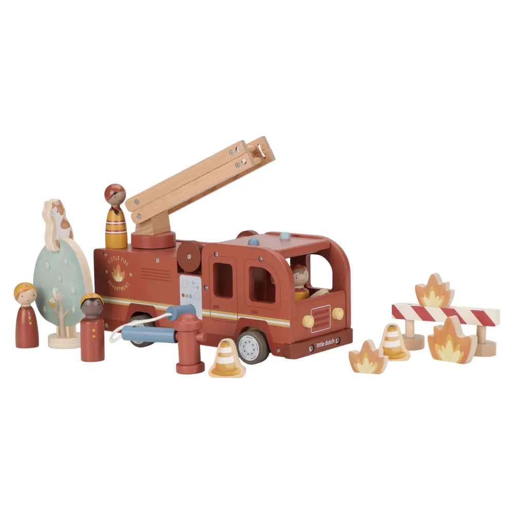Little Dutch Houten brandweerwagen – Rood – Essentials