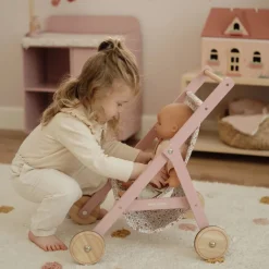 Little Dutch Houten poppenbuggy - Roze - Essentials