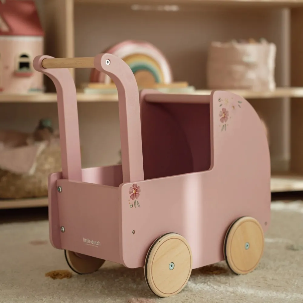 Little Dutch Houten poppenwagen - Roze
