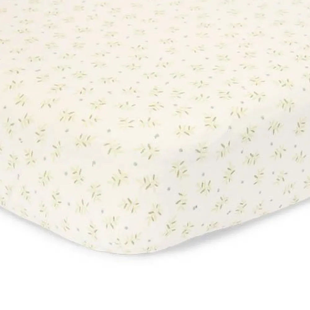 Little Dutch Junior hoeslaken - Groen - Maat Junior - Essentials - Blueberry Leaves
