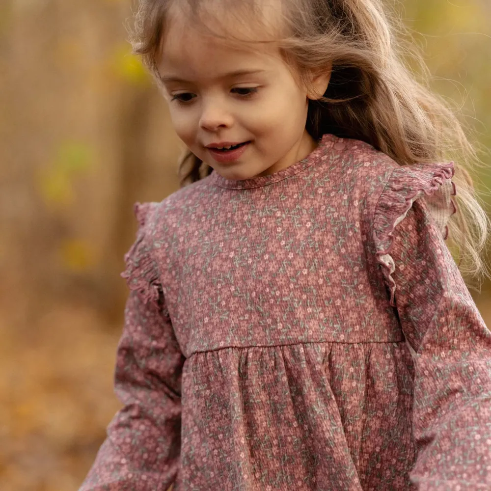Little Dutch Jurk lange mouw - Roze - Fairy Garden - Bloemen