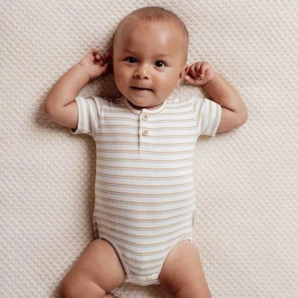 Little Dutch Romper korte mouw - Meerkleurig - Little Farm - Streep