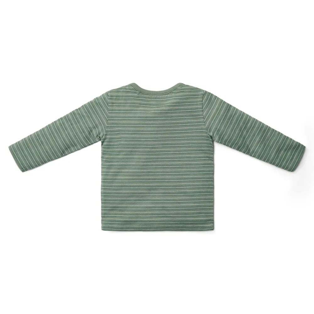 Little Dutch Shirt lange mouw - Groen - Forest Friends - Stripe