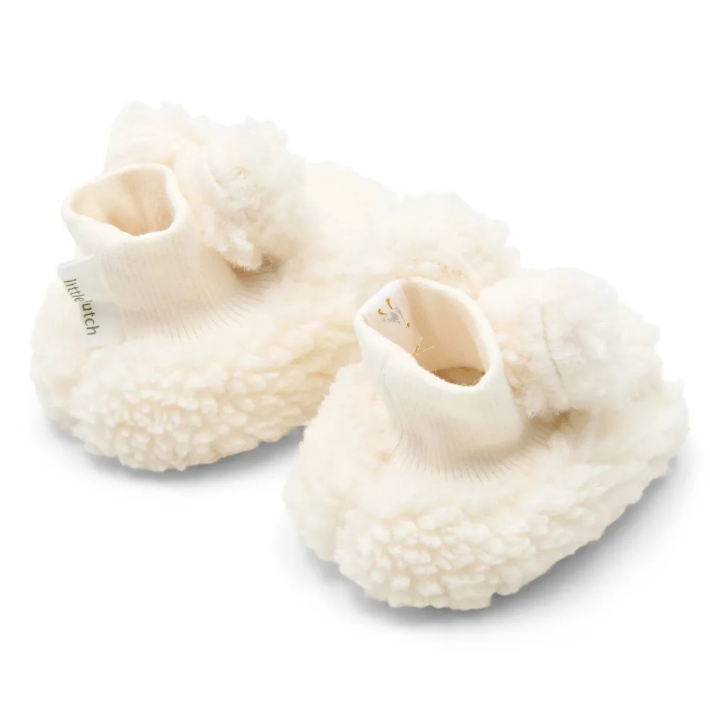 Little Dutch Teddy slofjes - Wit - Newborn Naturals
