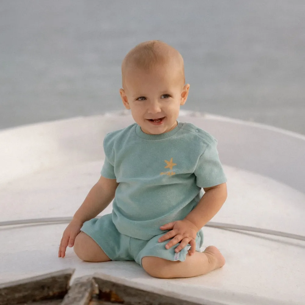 Little Dutch T-shirt en Short - Groen - Seashells and Stripes