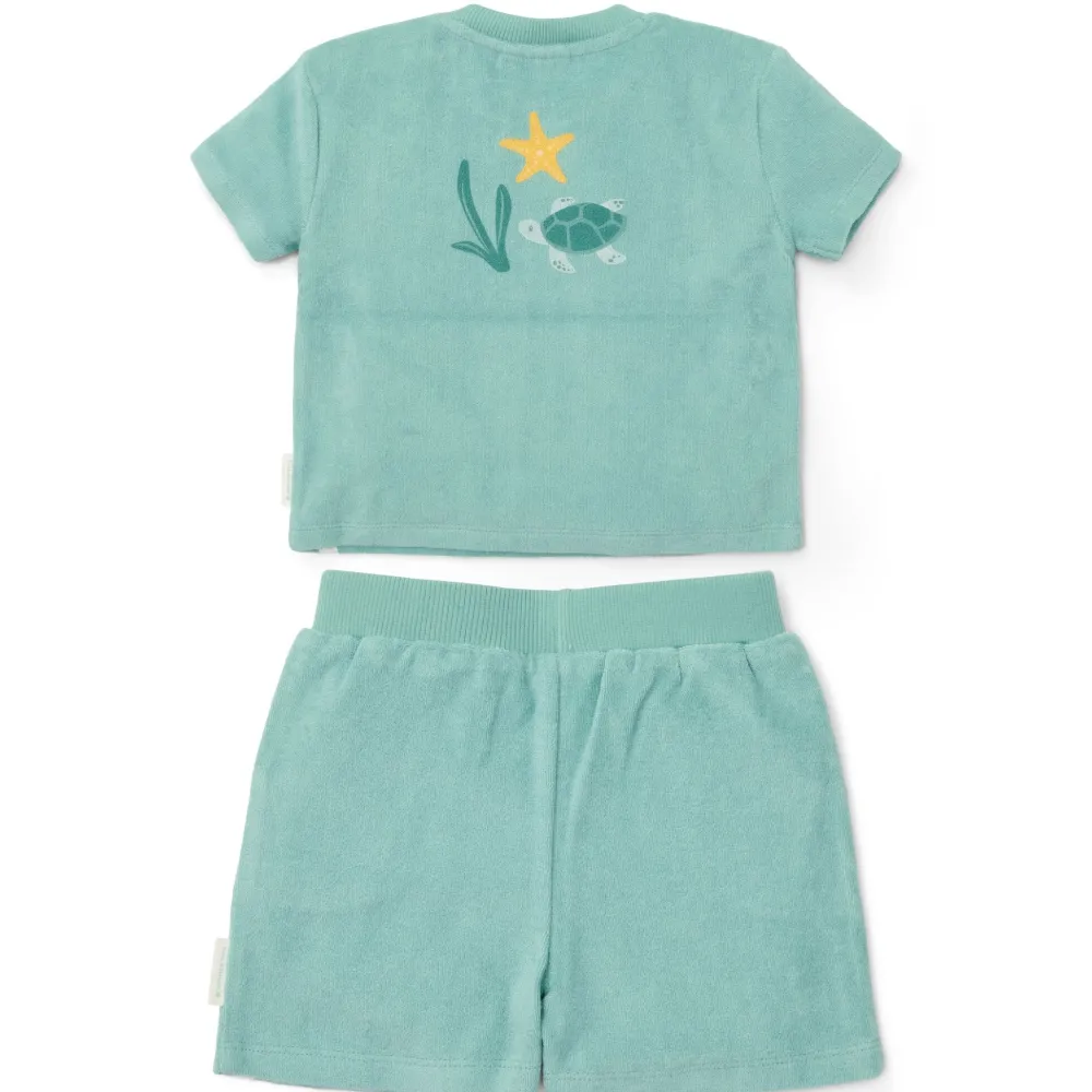 Little Dutch T-shirt en Short - Groen - Seashells and Stripes