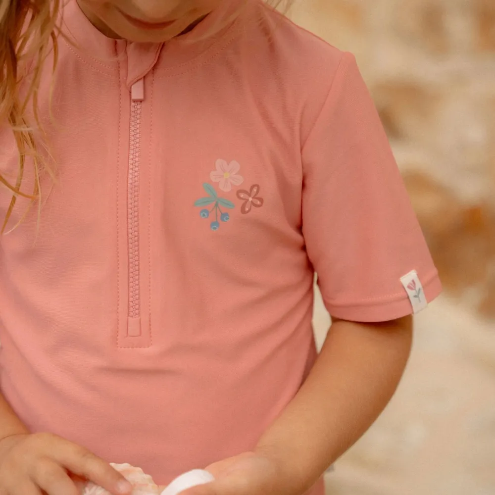 Little Dutch Zwemshirt korte mouw - Roze - Sunny Flowers